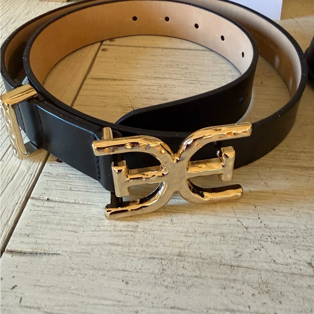 Sam Edelman Black Belt with Gold Buckle - Picture 3 of 5